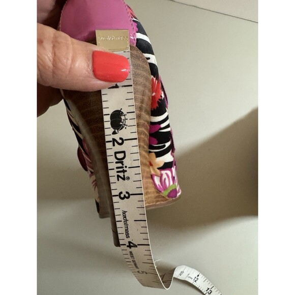 Naughty Monkey Shoes Open Toe High Heels Platform Pink Zebra Floral Size 8 EUC - Picture 6 of 8